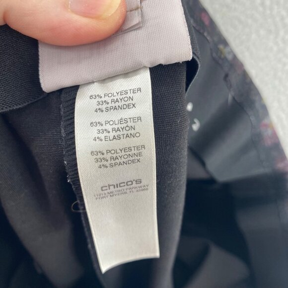 Chicos Pants Womens 3 US 16 Black Multi Floral Ponte Stretch Leggings Pull On - Picture 6 of 12